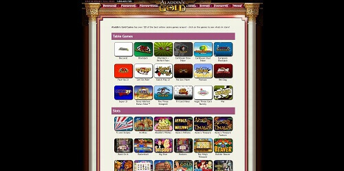 aladdins gold online casino game selection