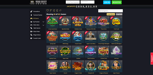 Vegas Crest casino game selection